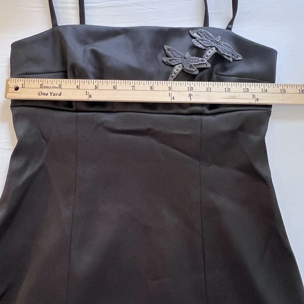 Vtg HUGO BUSCATI Black‎ Dragonfly Glam Y2K 90s Wedding Guest Cocktail Dress Sz 6
